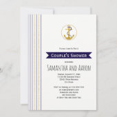 Moderne goudanker streept zeemangetrouwe trouwdouc kaart (Voorkant)