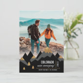 Moderne goudbergen reizen met Kerstmis Feestdagenkaart (Staand voorkant)