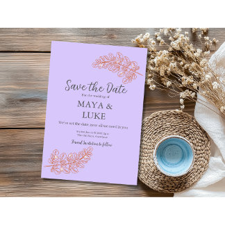 Moderne Goudblad Violet Save The Date