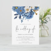 Moderne goudbloemen QR Code Weddenschap Kaart (Staand voorkant)