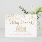 Moderne goudConfetti Stippen Baby shower Kaart (Staand voorkant)