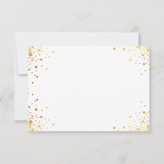 Moderne goudConfetti Stippen Bindend RSVP Antwoord (Achterkant)
