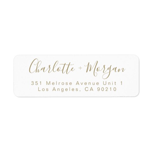 Moderne gouden aangepaste script eenvoudige chic W Etiket (Voorkant)