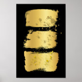 Moderne Gouden Accent Decor Zwarte Brush Abstracte Poster (Voorkant)