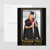 Moderne Gouden Afstudeerfoto Bedankt Briefkaart (Voorkant / Achterkant)