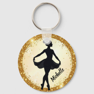 Moderne Gouden Ballerina Balletdans Gepersonalisee Sleutelhanger