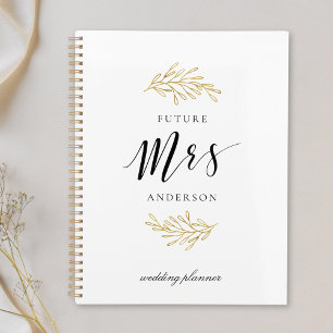 Moderne Gouden Blad Toekomstige Mevrouw Trouwen Planner