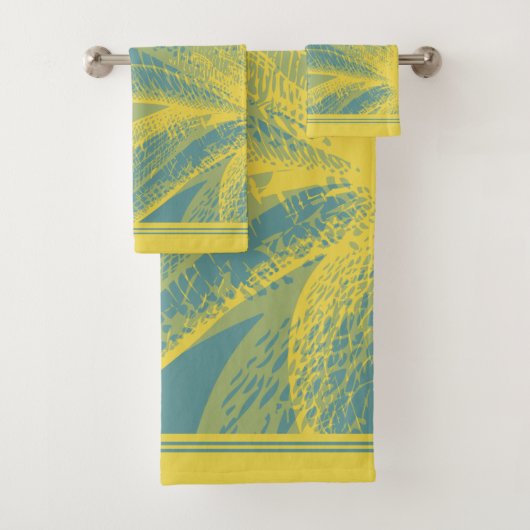 Moderne Gouden Bloem Verf 1 van RD Bad Handdoek (Insitu)