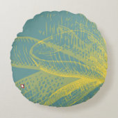 Moderne Gouden Bloem Verf 1 van RD Rond Kussen (Voorkant)