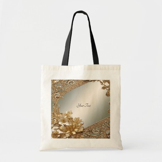 Moderne Gouden Bloemen Canvas tas (Voorkant)