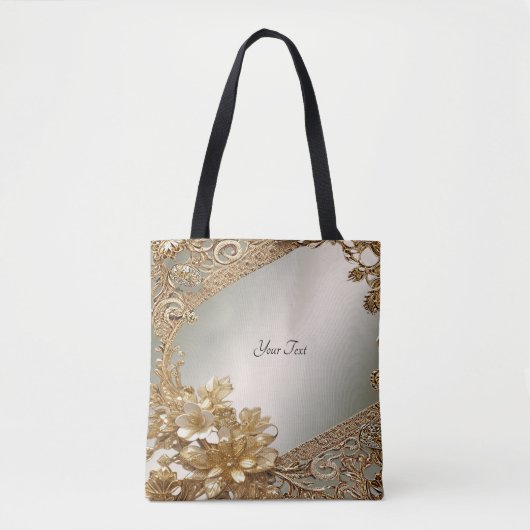 Moderne Gouden Bloemen Canvas tas (Voorkant)