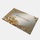 Moderne Gouden  Bloemen Deurmat (Schuin)