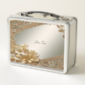 Moderne Gouden  Bloemen Lunchbox (Achterkant)