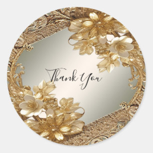 Moderne Gouden Bloemen Sticker