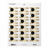 Moderne Gouden Bloemen Zwart Cirkel Adres Label (Full Sheet)