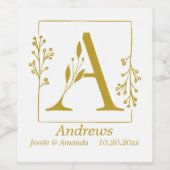 Moderne gouden botanische letter A Wijn Etiket (Enkel label)