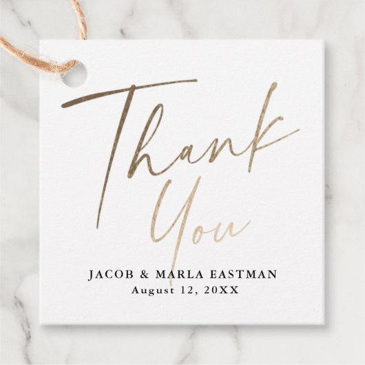 Moderne gouden bruiloft met elegant script Dank je Bedankjes Labels (Voorkant)