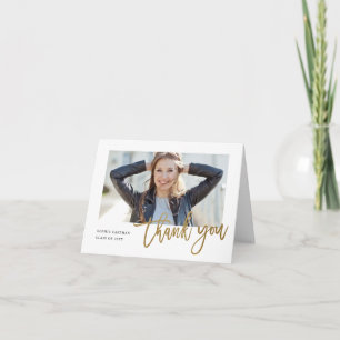 Moderne Gouden Calligrafie Foto Afstuderen Bedankkaart