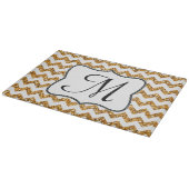Moderne Gouden Chevron Monogram Glassnijplank Snijplank (Hoek)