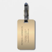 Moderne Gouden Chopper Zilveren Metaalmonogram Naa Bagagelabel (Achterkant verticaal)