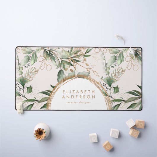 Moderne Gouden Cirkels Eucalyptus Bedrijf Groot Bureaumat (Kindertafel)