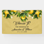 Moderne gouden citroenvrucht | Bruiloft Spandoek (Horizontaal)