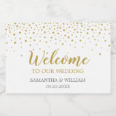 Moderne gouden Confetti bruiloft welkom Sparkling Wijnetiket (Enkel label)