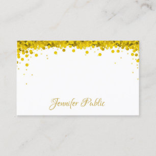Moderne gouden confetti handgeschreven tekst sjabl visitekaartje