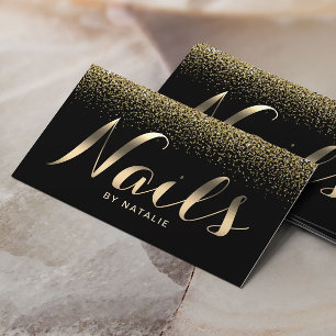 Moderne Gouden Confetti Nail Salon Manicurist Visitekaartje