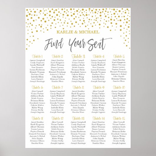 Moderne gouden Confetti-weddenschapskaart Poster (Voorkant)