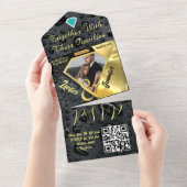 Moderne Gouden Diamant Zwart Bruiloft Uitnodiging (Afscheurbaar)