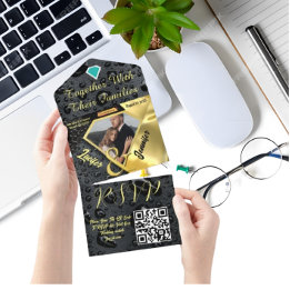 Moderne Gouden Diamant Zwart Bruiloft Uitnodiging