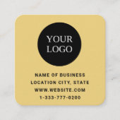 Moderne Gouden Douane Logo en QR Code Vierkante Visitekaartje (Voorkant)