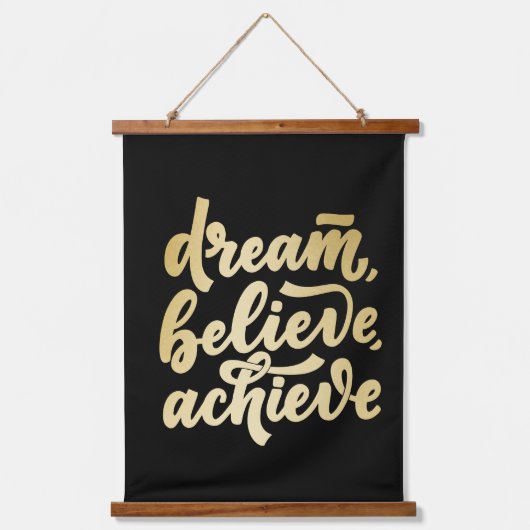 Moderne gouden dromen geloven dat je Motivatie kun Hangend Wandkleed (Voorkant)
