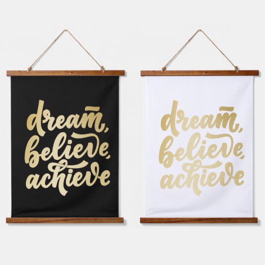 Moderne gouden dromen geloven dat je Motivatie kun Hangend Wandkleed (Dubbel)