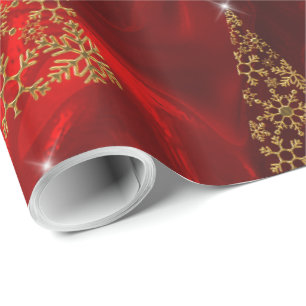 Moderne gouden en rode kerst cadeaupapier