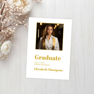 Moderne gouden en witte afstudeerfoto aankondiging