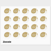 Moderne gouden en witte elegante bruidsjurk bruids ronde sticker (Vel)