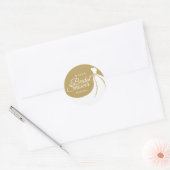 Moderne gouden en witte elegante bruidsjurk bruids ronde sticker (Envelop)