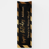 Moderne gouden en zwarte stripes, fijne verjaardag spandoek (Verticaal)
