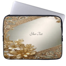 Moderne gouden  Floral Laptop Mouw Laptop Sleeve