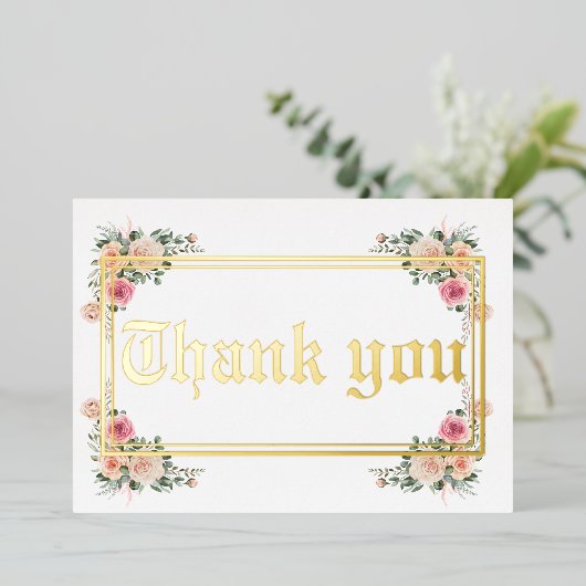 Moderne gouden folie bruiloft bedankt je kaart (Staand Voorkant)