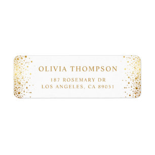 Moderne gouden folie confetti stippen witte trouw etiket