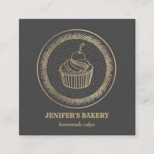 moderne gouden folie cupcake zelfgemaakte bakkeri vierkante visitekaartje