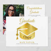 Moderne Gouden Foto Afstuderen Aankondiging (Voorkant / Achterkant)