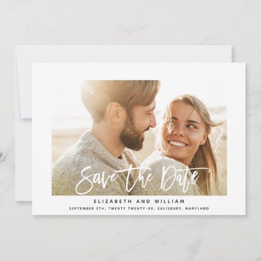 Moderne gouden foto bruiloft save the date (Voorkant)