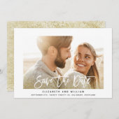 Moderne gouden foto bruiloft save the date (Voorkant / Achterkant)
