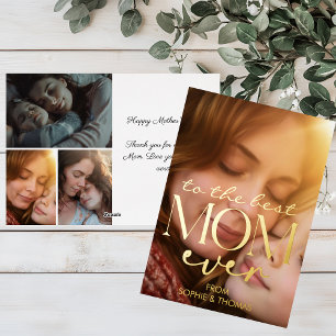 Moderne gouden gelukkige Moederdag foto Folie Feestdagenkaart