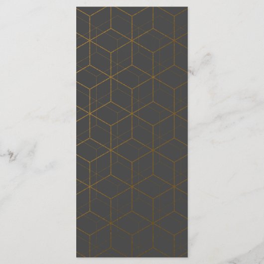 Moderne Gouden Geometrische Art Deco Marmeren Huwe Menu (Achterkant)