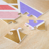 Moderne gouden geometrische kleuren legpuzzel (Zijkant)